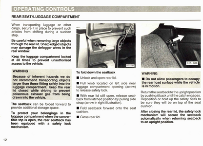 1988 Volkswagen Cabriolet Owner's Manual | English