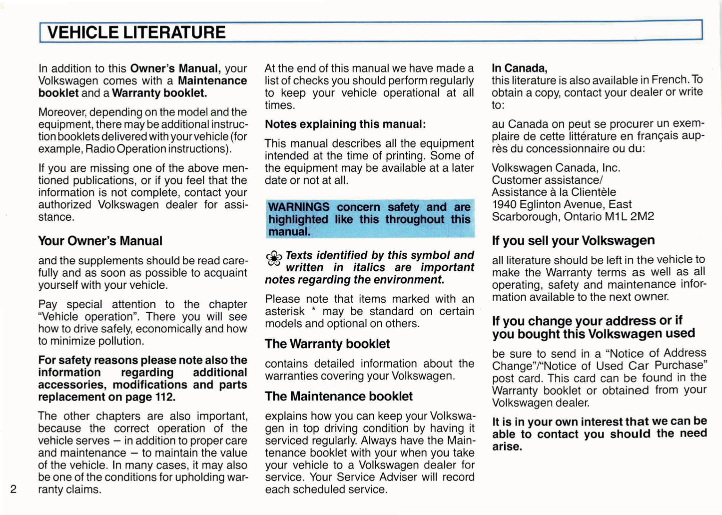 1994 Volkswagen Corrado Owner's Manual | English