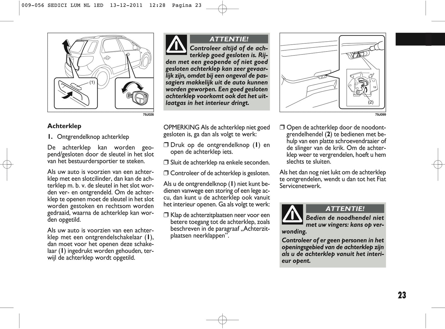 2013 Fiat Sedici Owner's Manual | Dutch