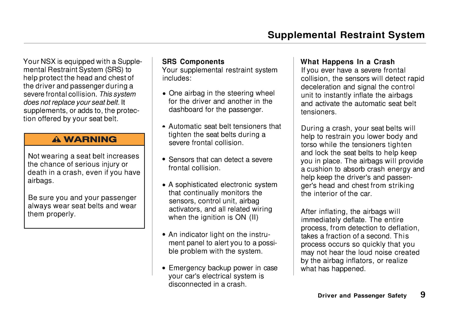 1995 Acura NSX Owner's Manual | English