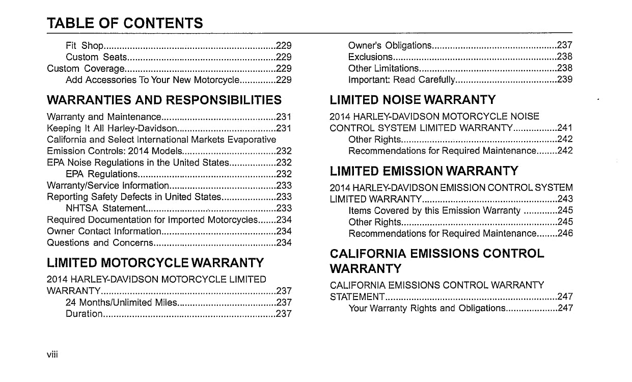 2014 Harley-Davidson Touring Owner's Manual | English