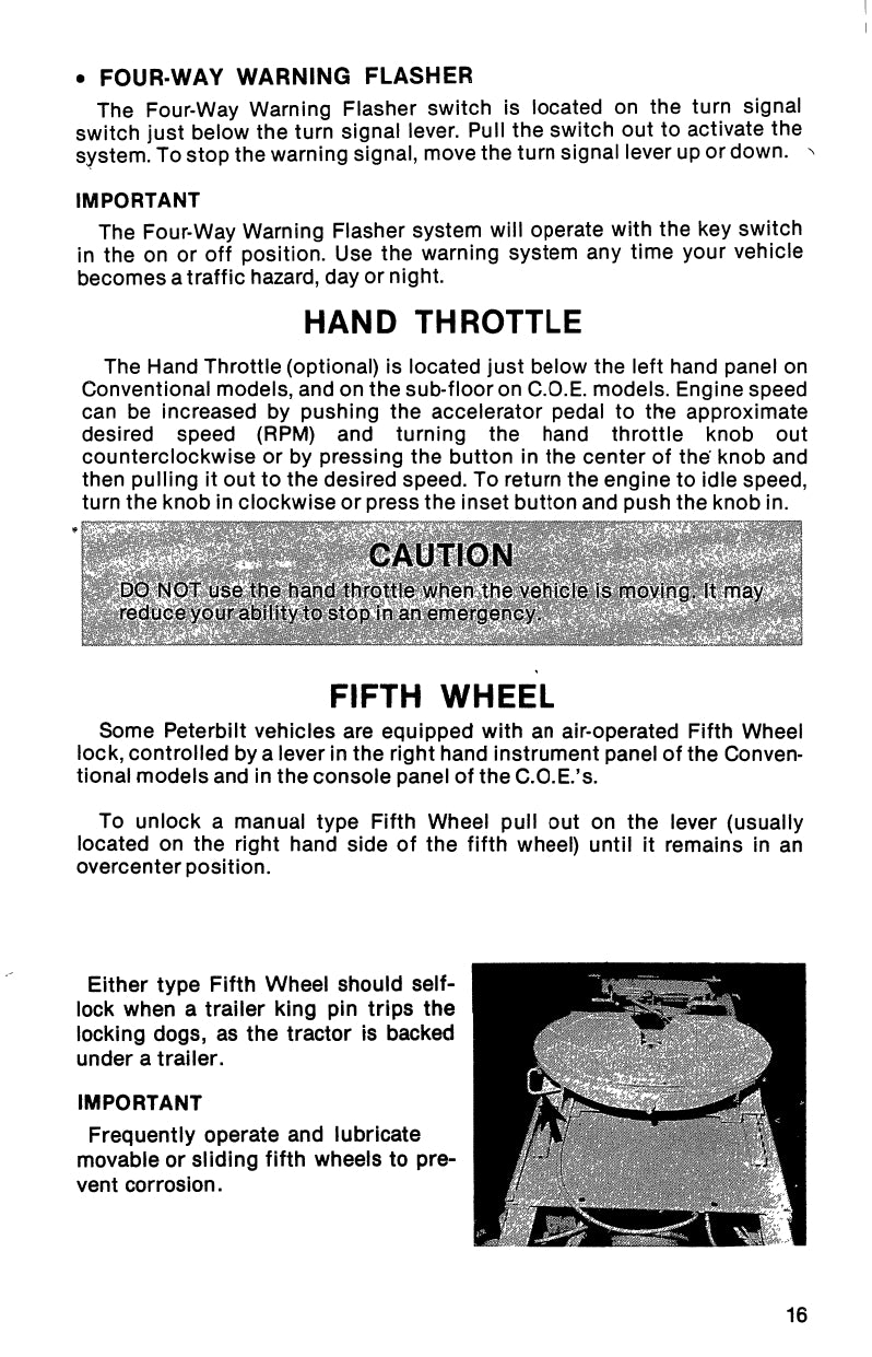 1981 - 1986 Peterbilt 359 Bedienungsanleitung | Englisch