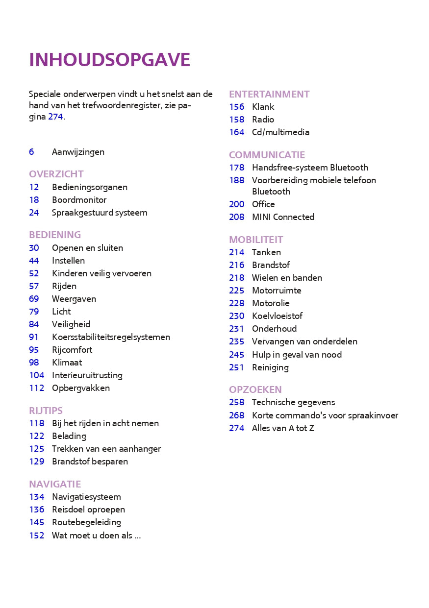 2014 Mini Countryman/Paceman Owner's Manual | Dutch