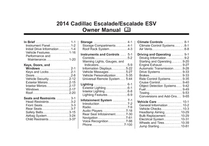 2014 Cadillac Escalade / ESV Owner's Manual | English