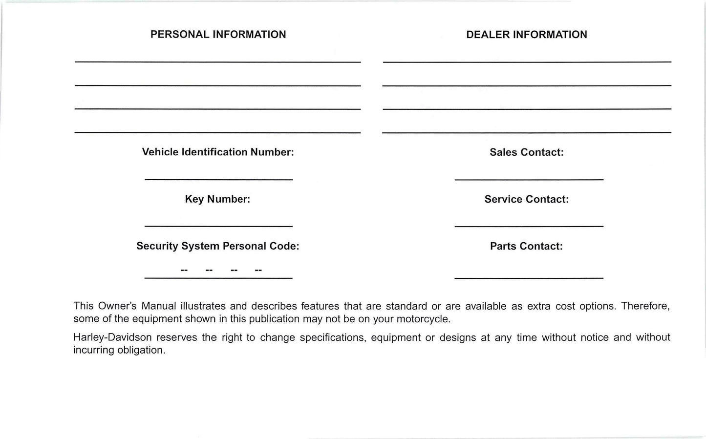 2016 Harley-Davidson Sportster Owner's Manual | English