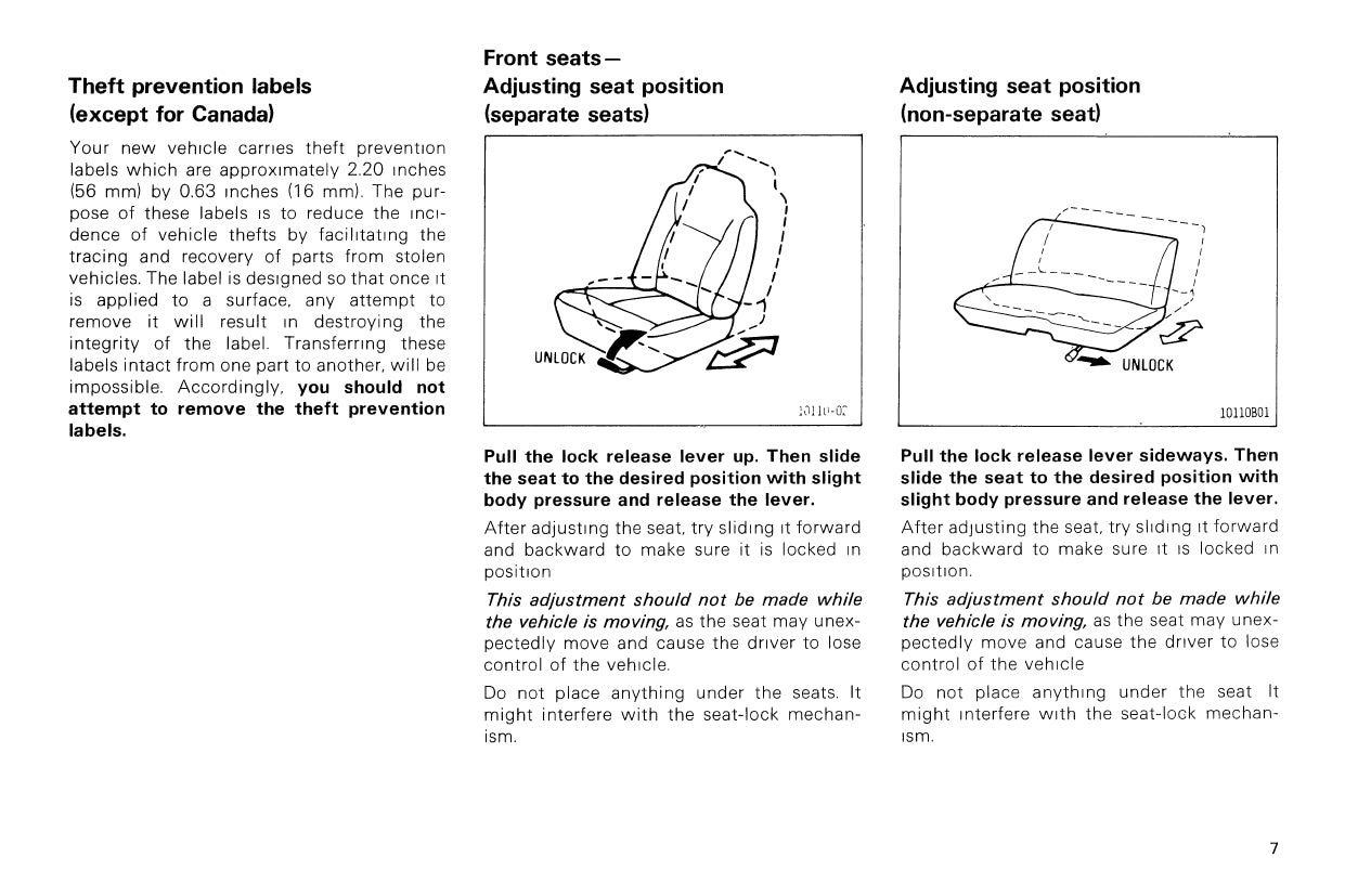 1987 Toyota 4WD Truck/4Runner Owner's Manual | English