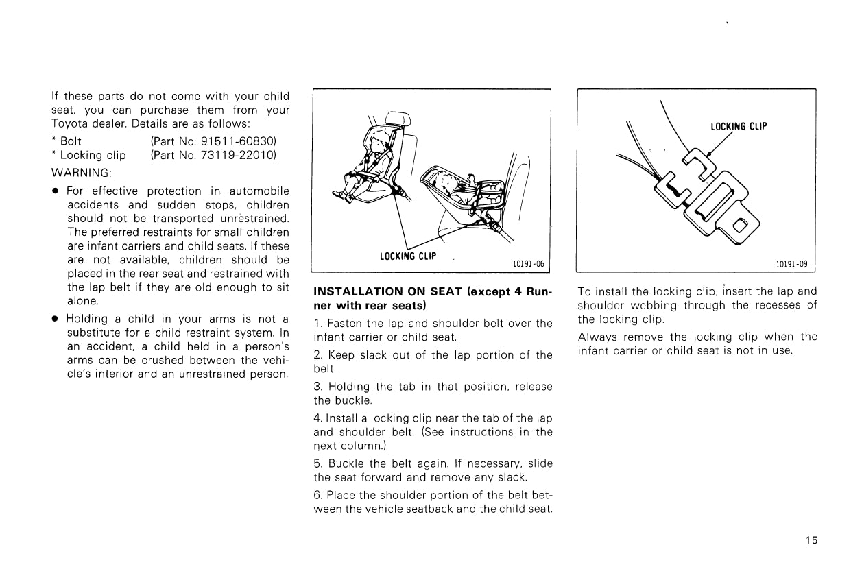 1987 Toyota 4WD Truck/4Runner Owner's Manual | English