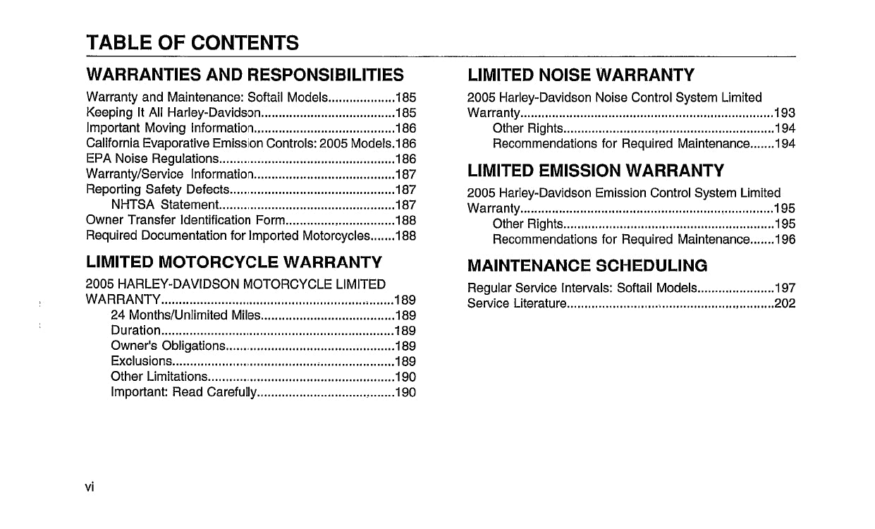 2005 Harley Davidson Softail Owner's Manual | English