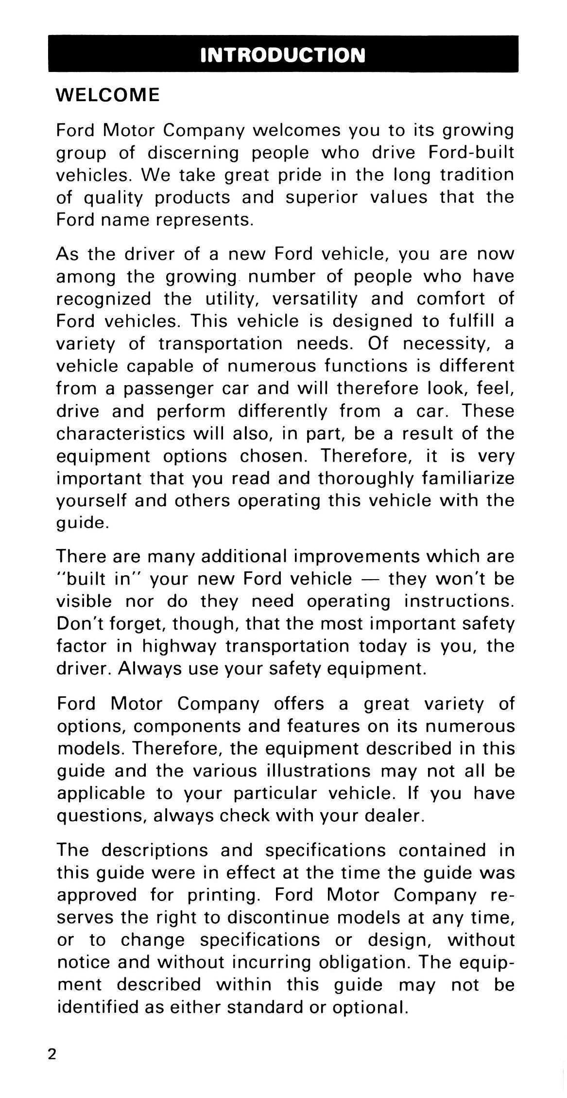 1985 Ford Medium Duty/600/700/7000 Owner's Manual | English