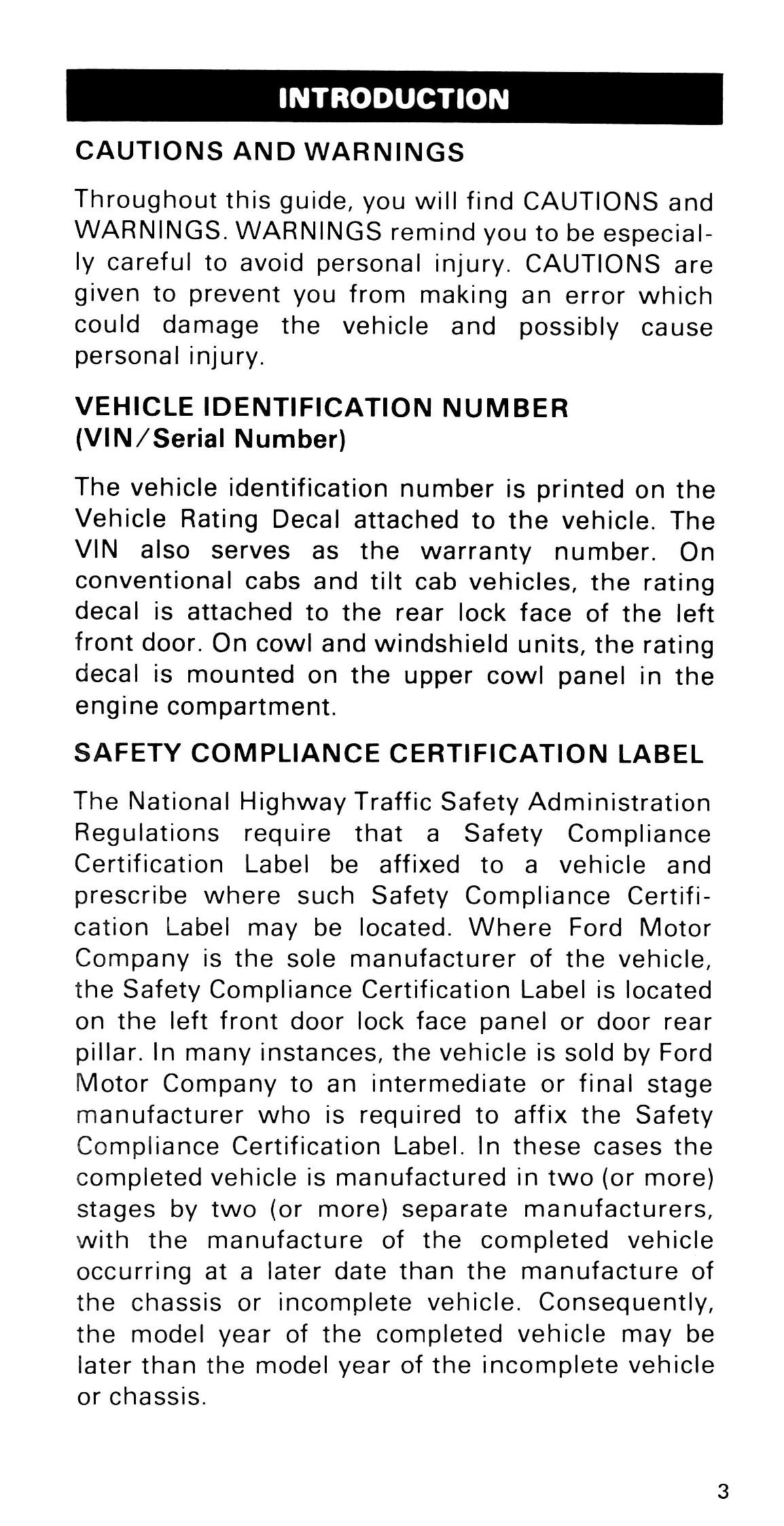 1985 Ford Medium Duty/600/700/7000 Owner's Manual | English