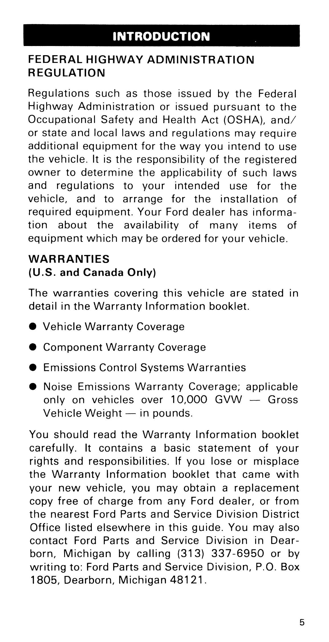 1985 Ford Medium Duty / 600 / 700 / 7000 Bedienungsanleitung | Englisch