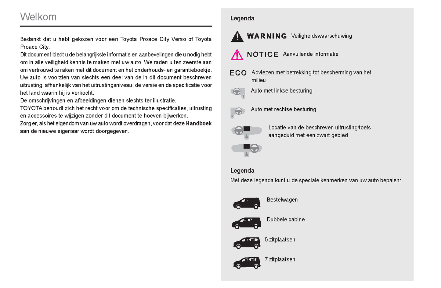 2021-2024 Toyota Proace City/Proace City Verso Owner's Manual | Dutch