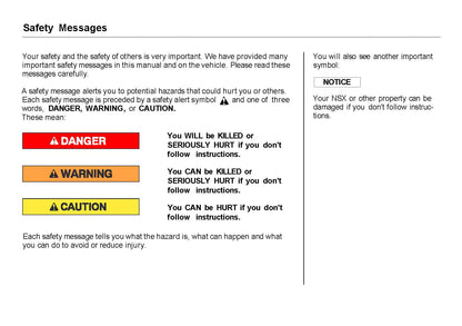 1991 Acura NSX Owner's Manual | English