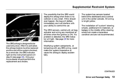 1991 Acura NSX Owner's Manual | English