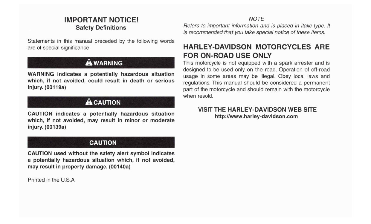 2005 Harley-Davidson Sportster Owner's Manual | English