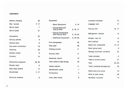 1975 Volkswagen Campmobile Owner's Manual | English