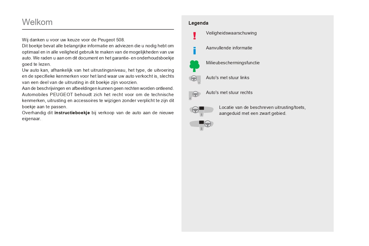 2019-2021 Peugeot 508/508 SW Owner's Manual | Dutch