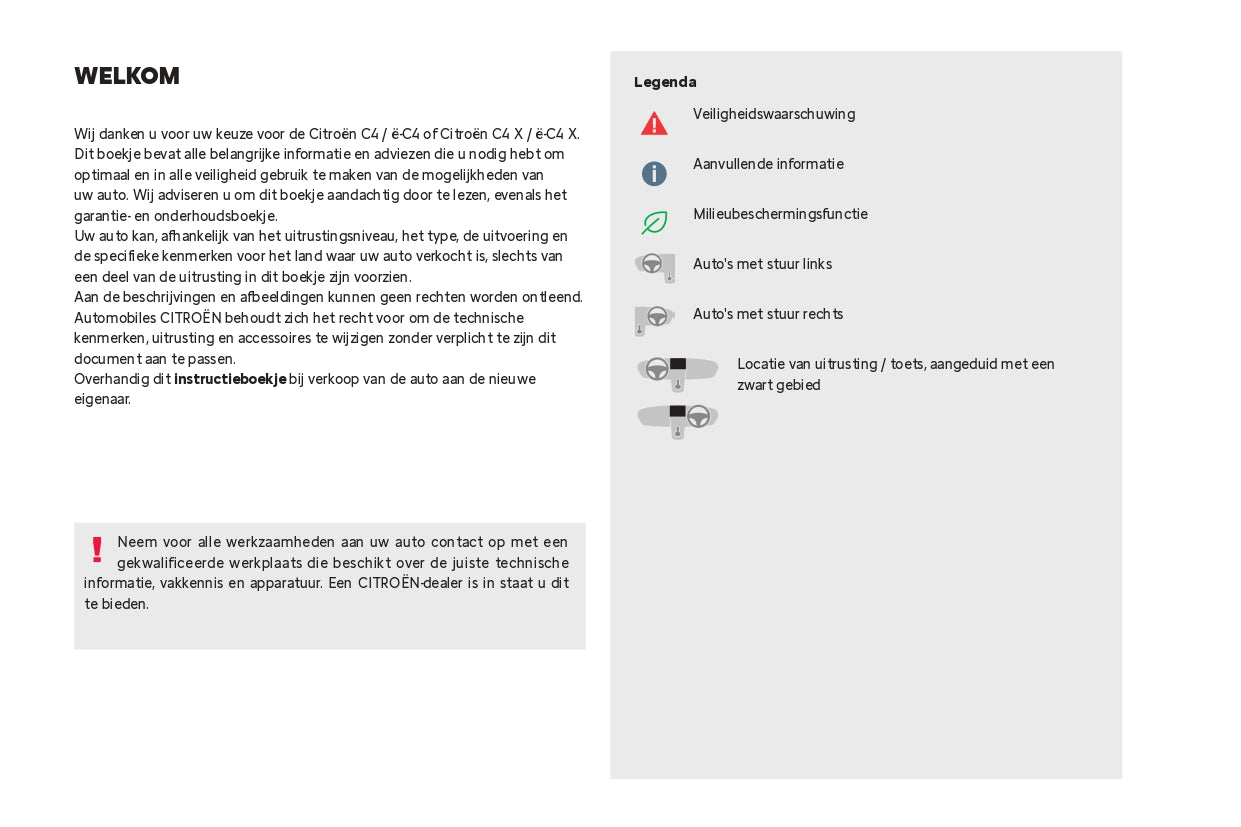 2024 Citroën C4/ë-C4 C4 X/ë-C4 X Bedienungsanleitung | Niederländisch