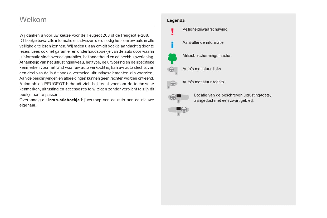 2019-2020 Peugeot 208/e-208 Owner's Manual | Dutch