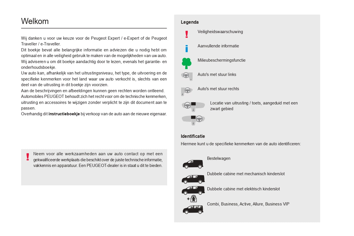 2024 Peugeot Expert/e-Expert/Traveller/e-Traveller Bedienungsanleitung | Niederländisch