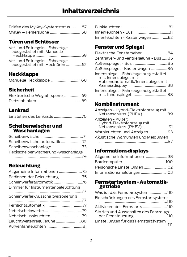 2021-2023 Ford Transit Custom Bedienungsanleitung | Deutsch