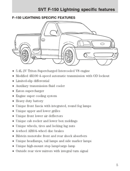 2004 Ford SVT F-150 Ergänzendes Anleitung | Englisch