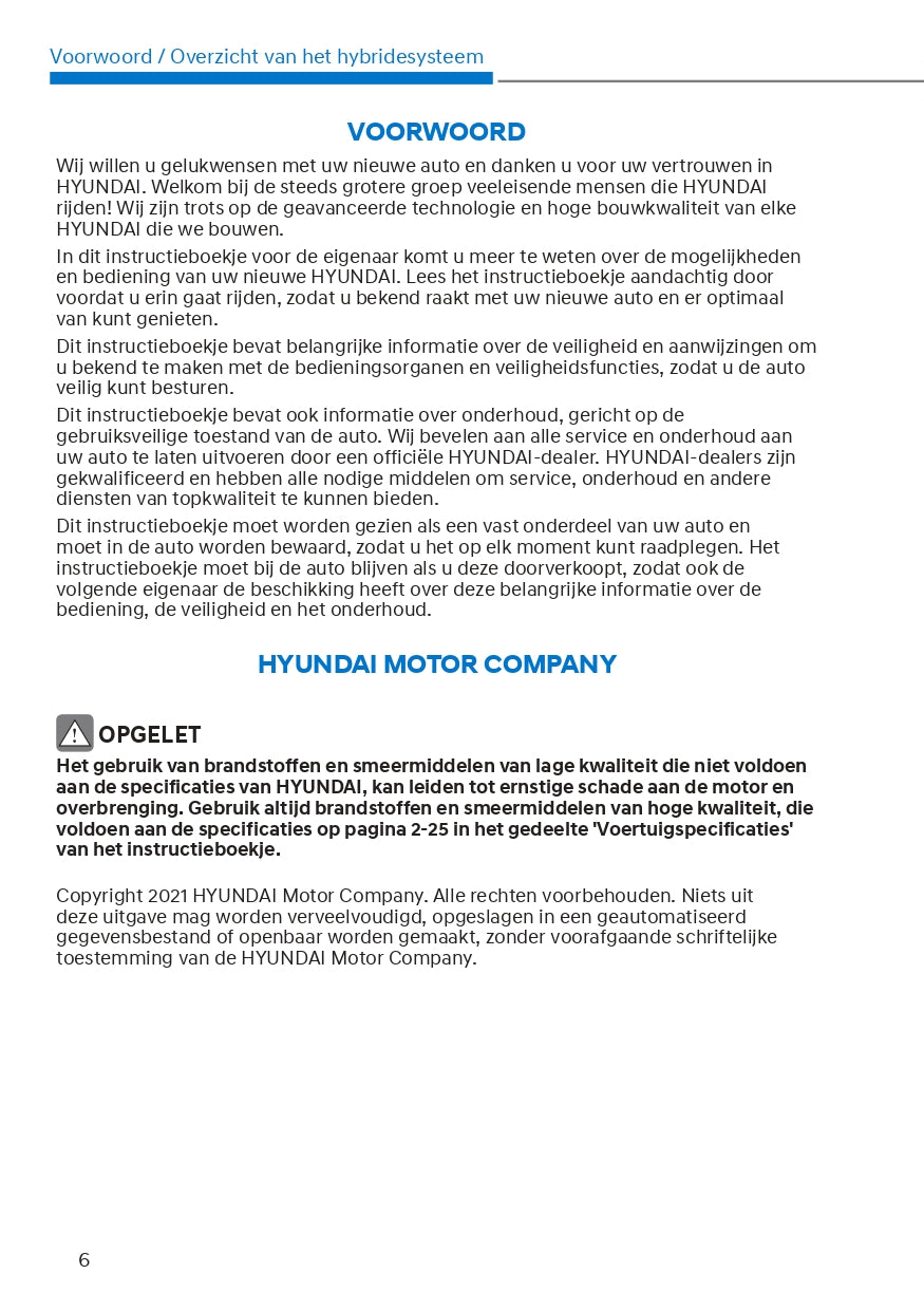 2021-2022 Hyundai Tucson Hybrid/Plug-in Hybrid Bedienungsanleitung | Niederländisch