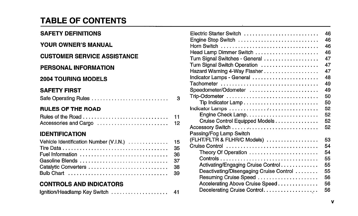 2004 Harley-Davidson Touring Owner's Manual | English