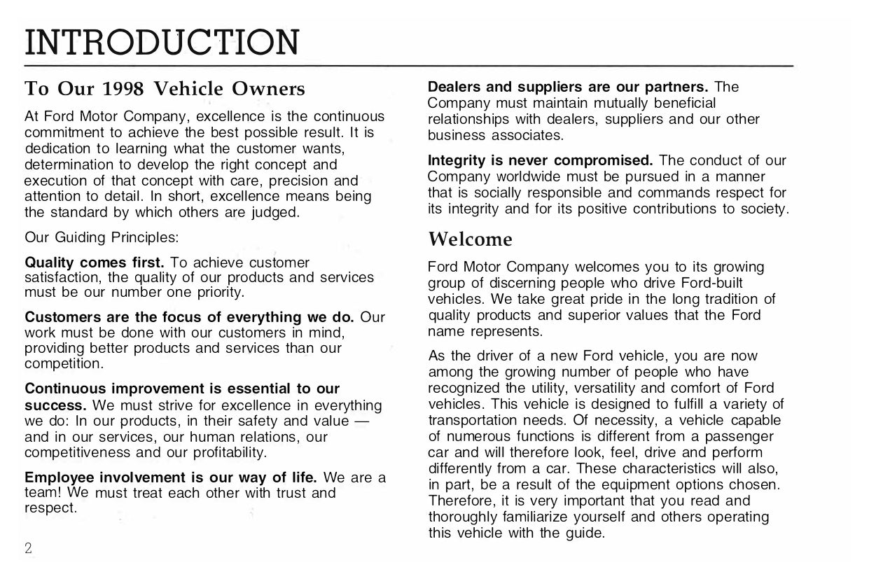 1998 Ford F&B Diesel Owner's Manual | English