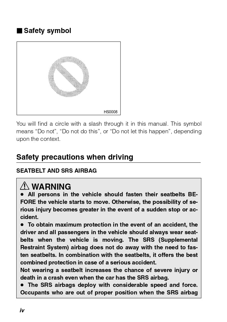 2003 Subaru Baja Owner's Manual | English