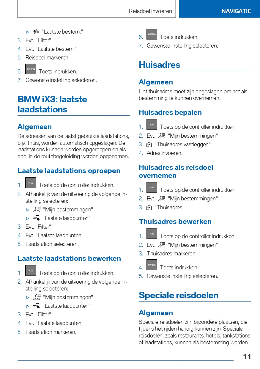 2021-2023 BMW iX3 Infotainment Manual | Dutch