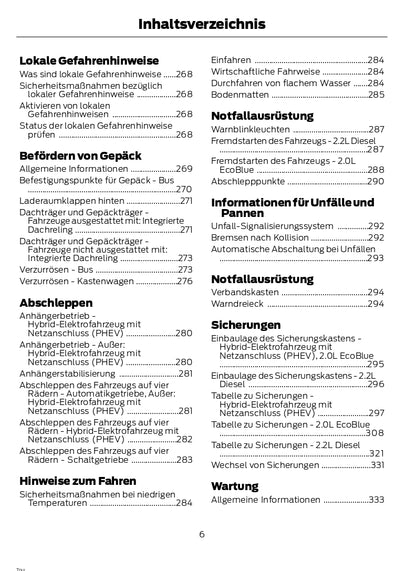 2021-2023 Ford Transit Custom Bedienungsanleitung | Deutsch