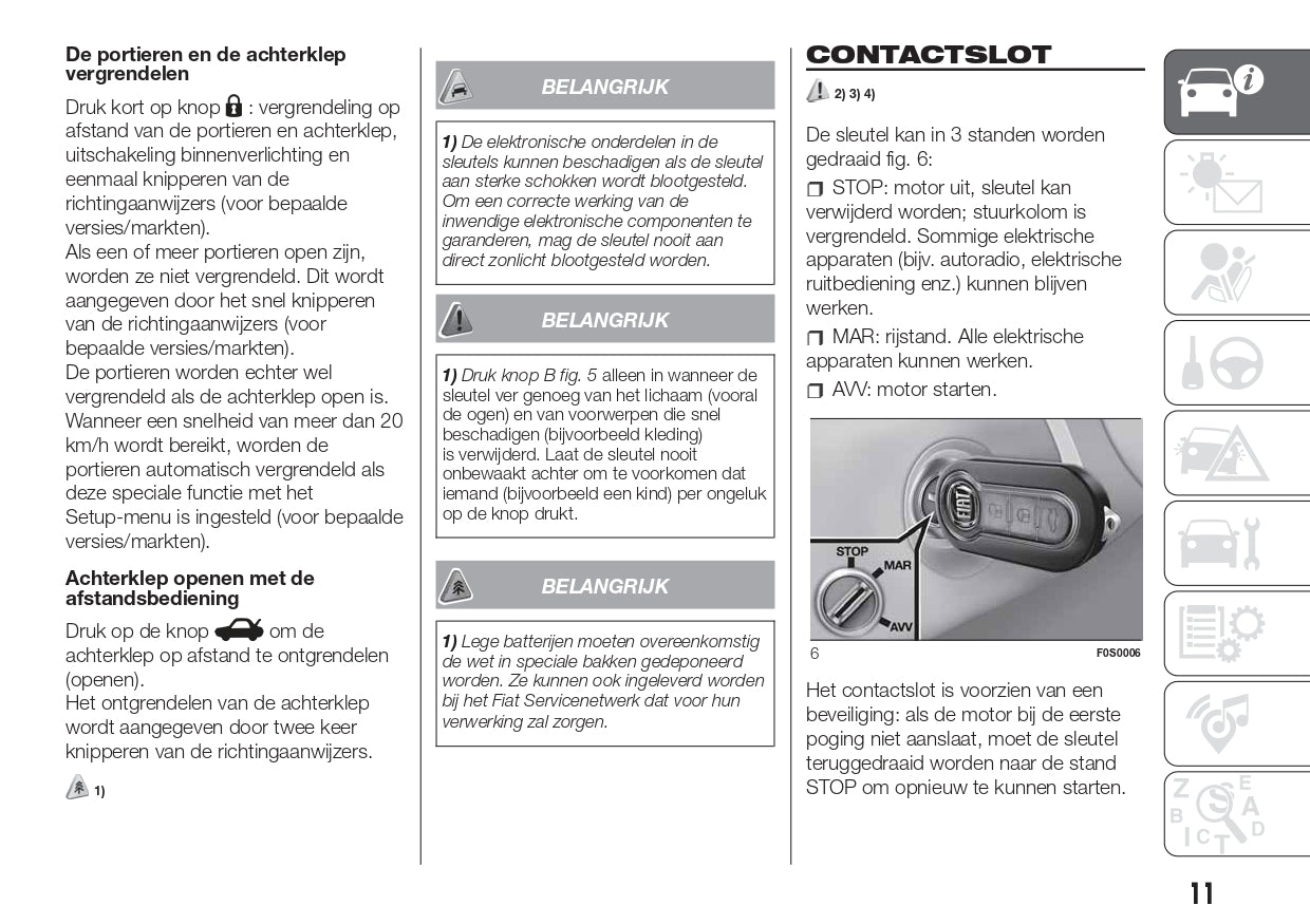 2018-2020 Fiat 500/500C Owner's Manual | Dutch