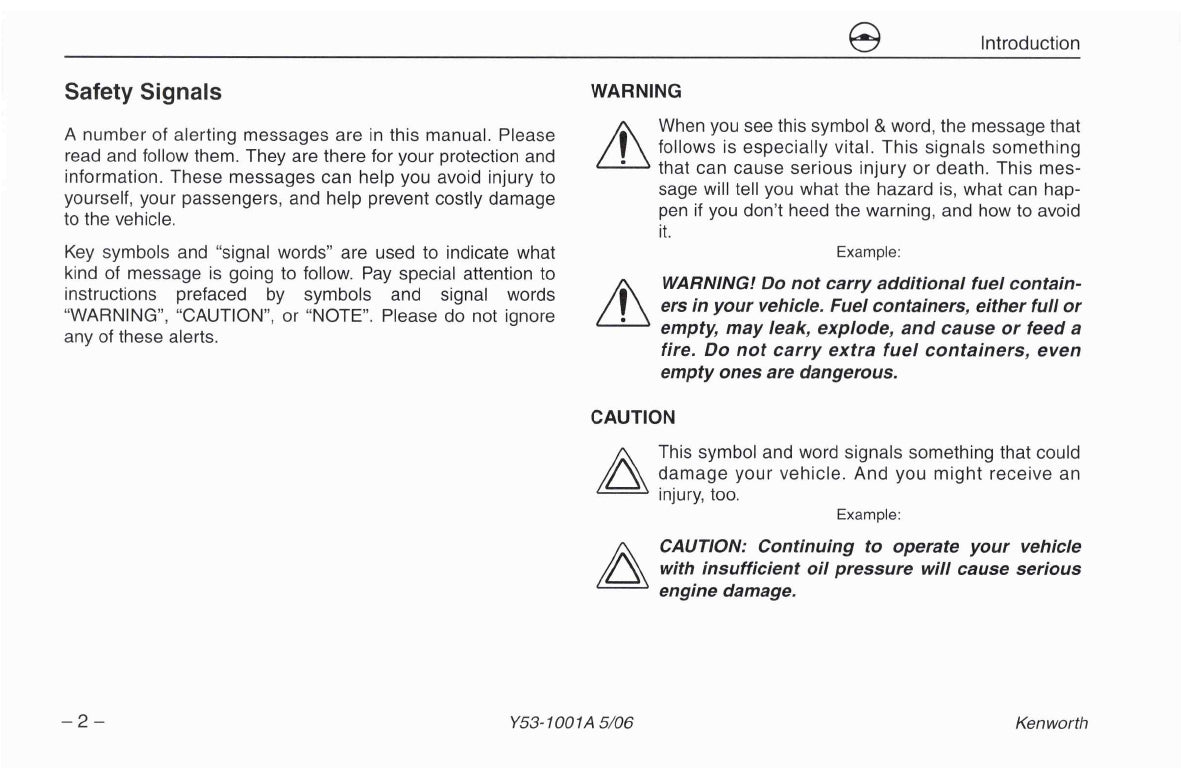 2004-2010 Kenworth W900/T600/T660/T800/C500 Owner's Manual | English