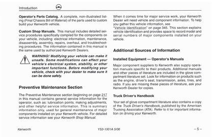 2004-2010 Kenworth W900/T600/T660/T800/C500 Owner's Manual | English