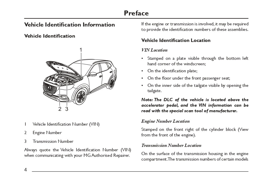 2023 MG HS Bedienungsanleitung | Englisch