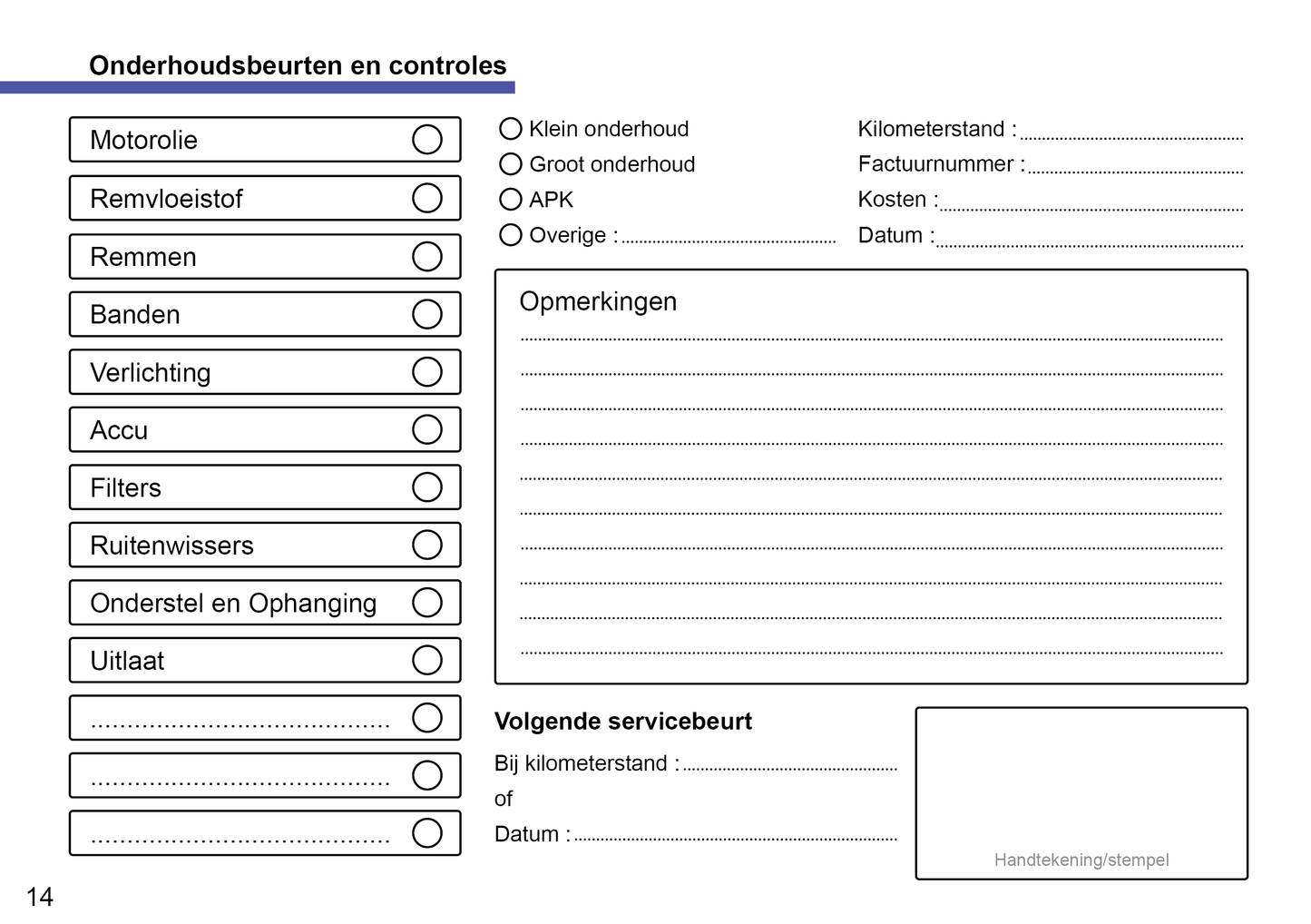 Ford Maintenance Book | Dutch