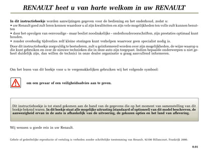 2000-2001 Renault Scénic Bedienungsanleitung | Niederländisch