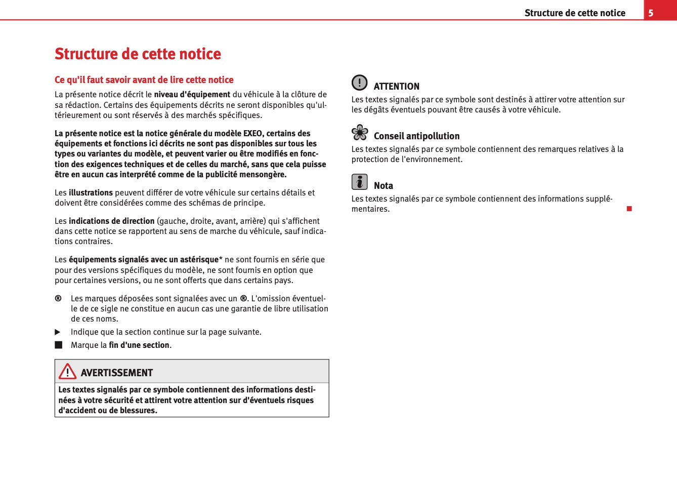 2012-2013 Seat Exeo Owner's Manual | French