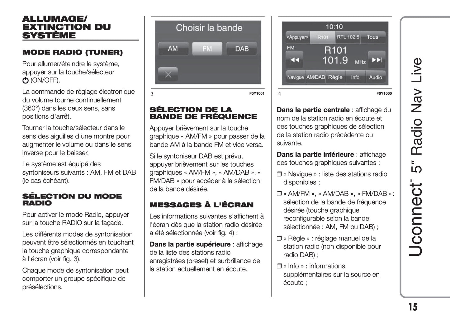 Fiat Doblo Uconnect Radio Nav 5.0 Guide d'utilisation 2015 - 2018