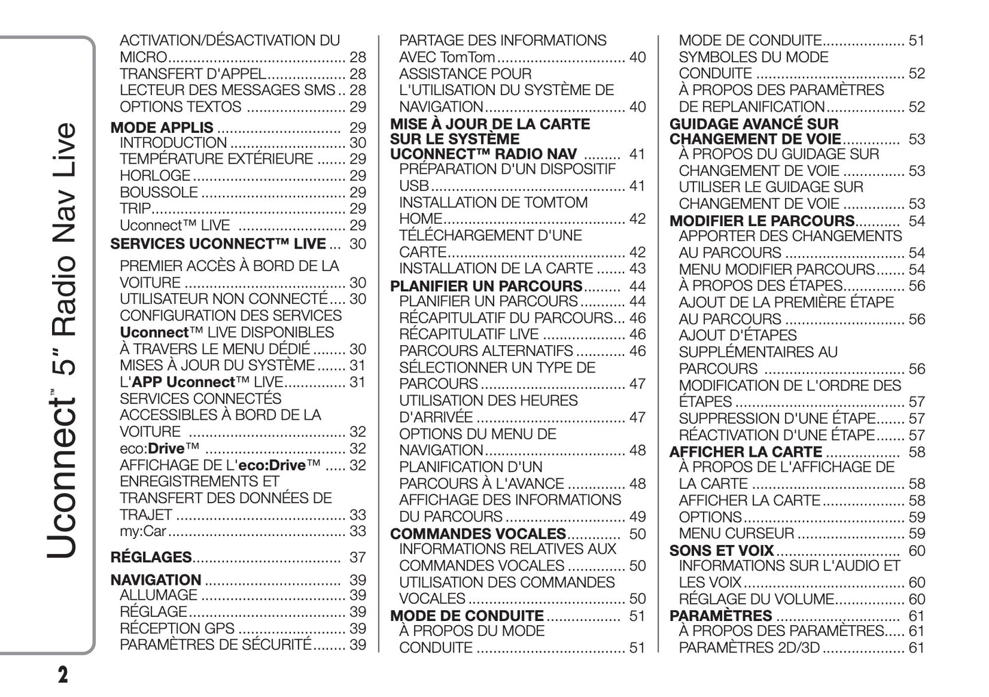 Fiat Doblo Uconnect Radio Nav 5.0 Guide d'utilisation 2015 - 2018