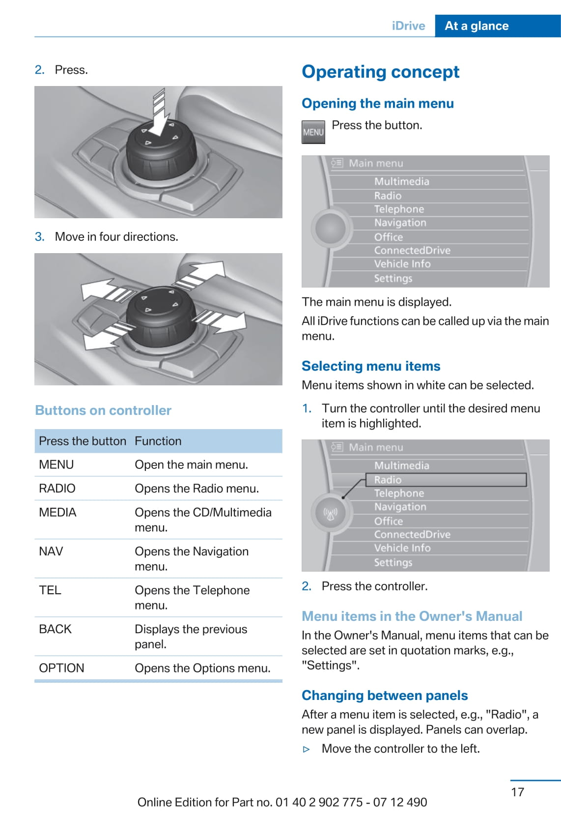 2012 BMW 7 Series Owner's Manual | English