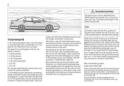 2001-2005 Saab 9-5 Bedienungsanleitung | Niederländisch