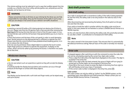 Skoda Radio Bolero Owner's Manual 2012