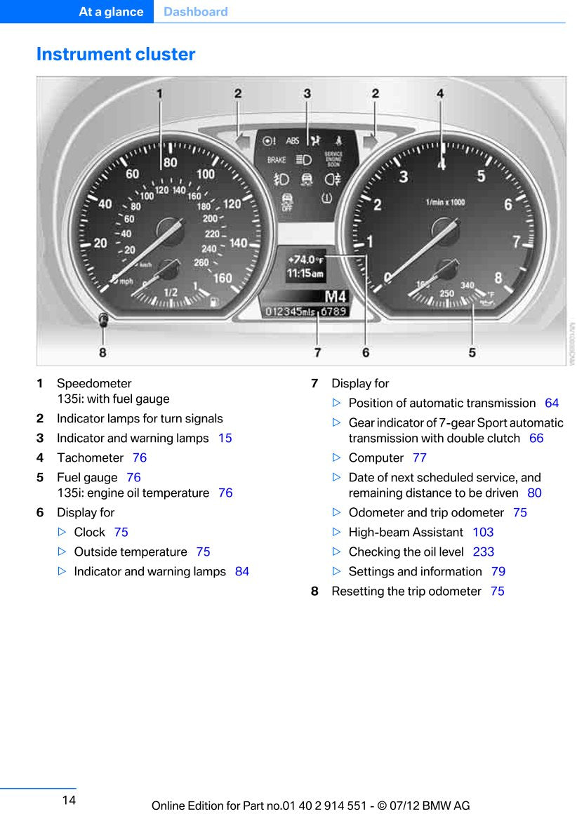 2012-2013 BMW 1 Series Bedienungsanleitung | Englisch