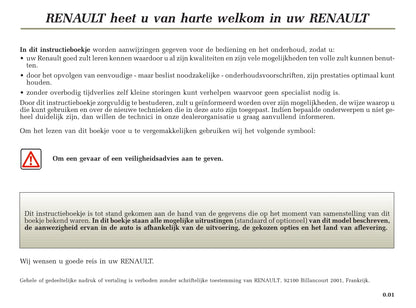 2001-2002 Renault Laguna Bedienungsanleitung | Niederländisch