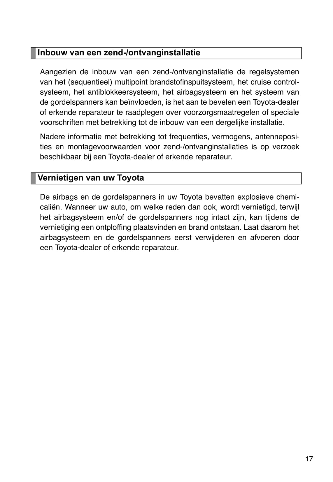 2009-2010 Toyota Corolla Owner's Manual | Dutch