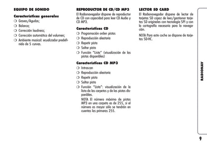 Alfa Romeo Radio Nav Instrucciones 2010 - 2011