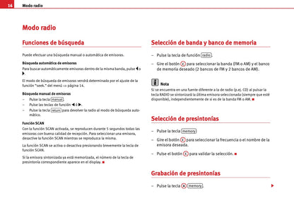 Seat Radio Car Stereo MP3  Manual de Instrucciones 2004 - 2009