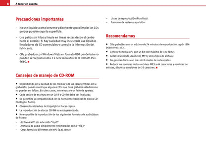 Seat Radio Car Stereo MP3  Manual de Instrucciones 2004 - 2009